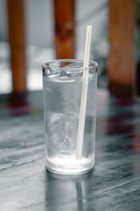 Close-up of drink in glass on table