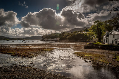 Scenic view of sea against cloudy sky