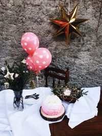 High angle view of food on table