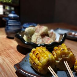 Close-up of breakfast on table