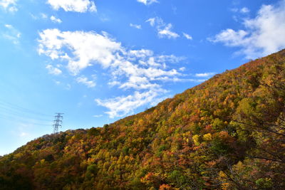 Scenic view of mountains against sky during autumn