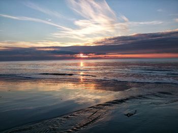 Scenic view of sea at sunset