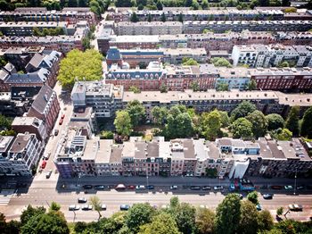 High angle view of buildings in city