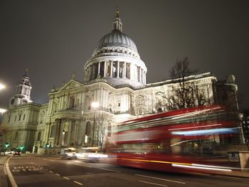 View of illuminated cathedral at night