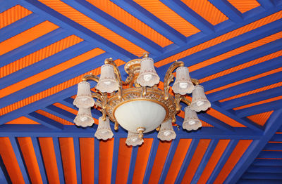 Chandelier with the blue and orange beams in tibet, china