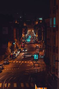 Illuminated city at night