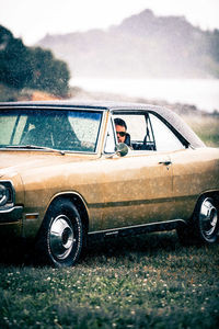 Vintage car on road