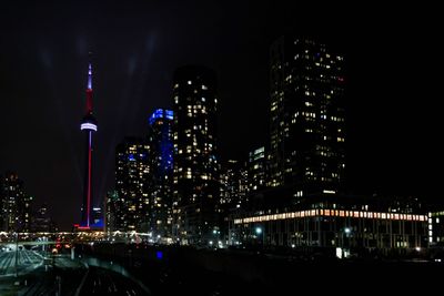 Illuminated city at night