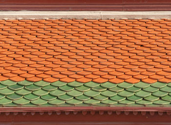 High angle view of cobblestone on roof of building