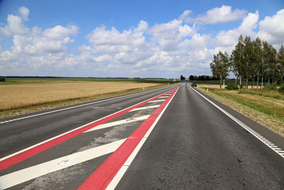 Surface level of road along countryside landscape