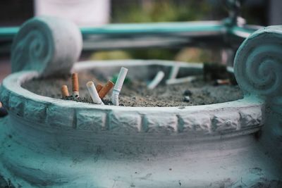 Cigarettes in stone container