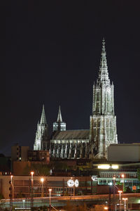 View of cathedral at night