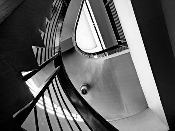 High angle view of spiral staircase in building