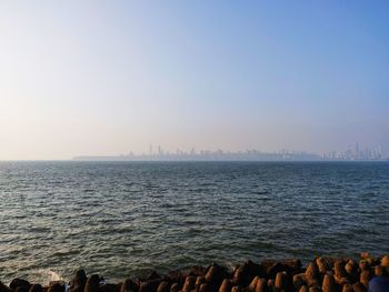 Scenic view of sea against clear sky