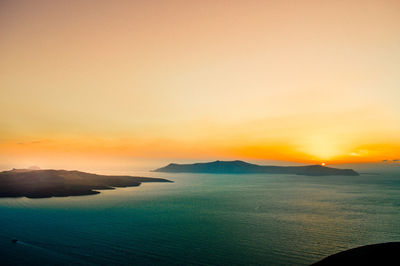 Scenic view of sea at sunset