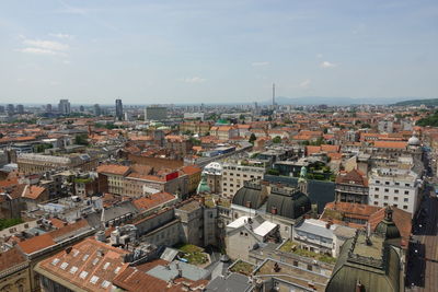 High angle view of townscape against sky