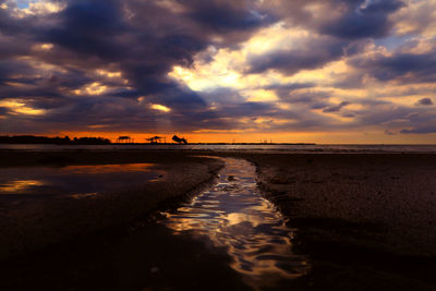 Scenic view of sea against cloudy sky