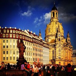 Tourists in front of historic building