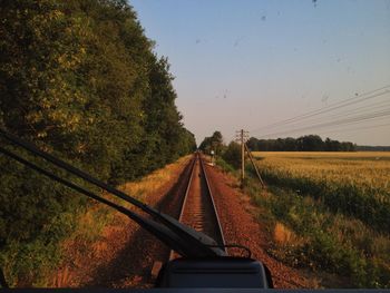 Railroad tracks on field