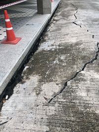 High angle view of wet street