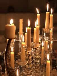 Close-up of burning candles