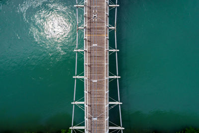 High angle view of sea against clear sky