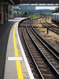 Train on railroad station platform