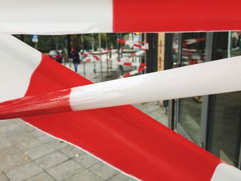 Close up of red umbrella