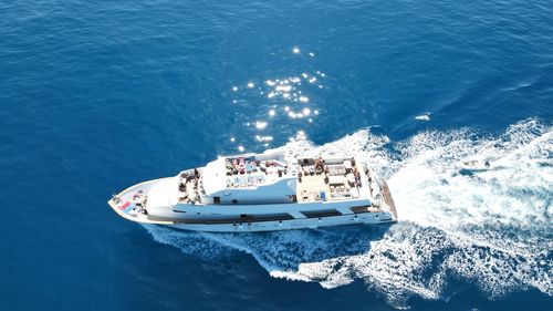 High angle view of boat in sea