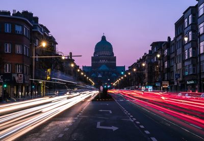 Light trails on city lit up at night