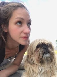 Portrait of woman with dog