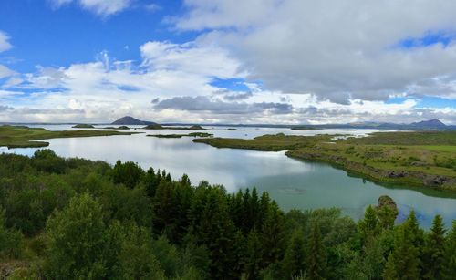 Scenic view of lake against sky