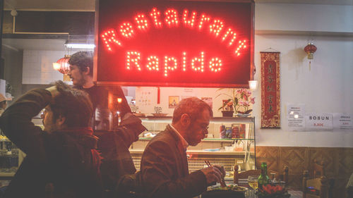 Group of people in restaurant