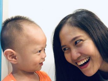 Close-up portrait of smiling boy