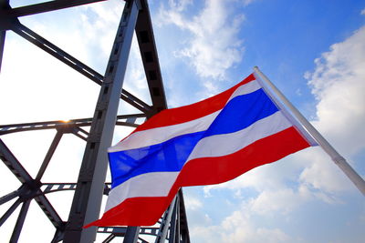 Thai nation flag decoration on the bridge over the chao phraya river