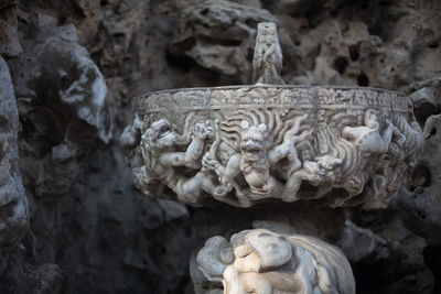 Carved stones at imperial garden at forbidden city