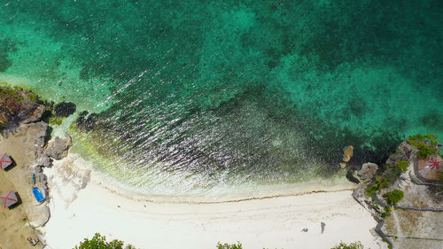 High angle view of rocks on beach