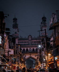 Busy market of charminar at night 