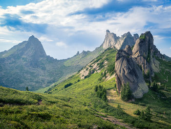 Scenic view of mountains against sky