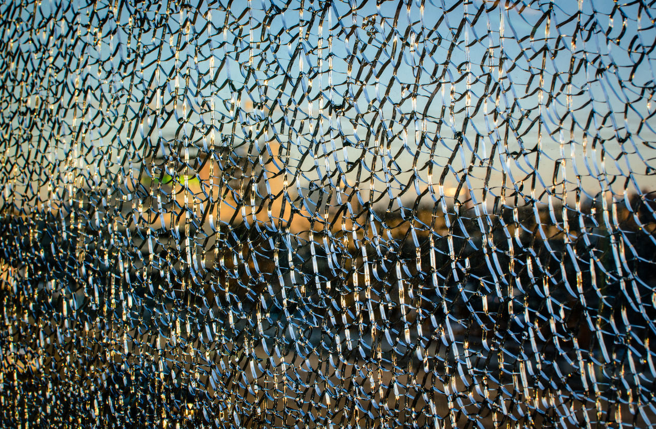 Shattered office window