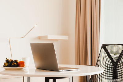 Laptop on table at home