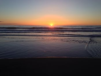 Scenic view of sea at sunset