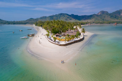 High angle view of beach against sky