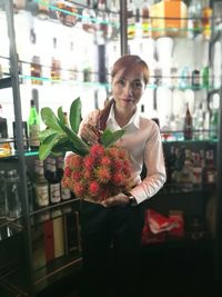 Young woman eating food