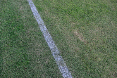High angle view of soccer field