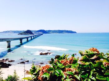 Scenic view of sea against clear sky