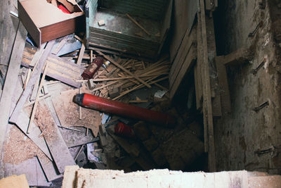 High angle view of wood