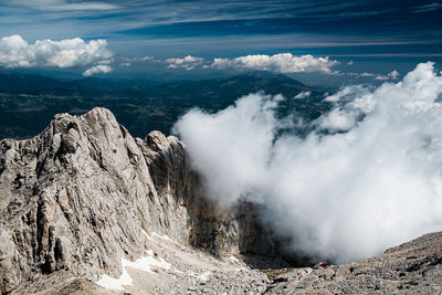 Scenic view of mountain range against sky