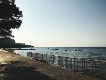 Scenic view of sea against clear sky