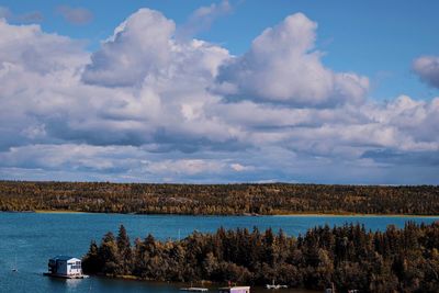 Scenic view of lake against sky